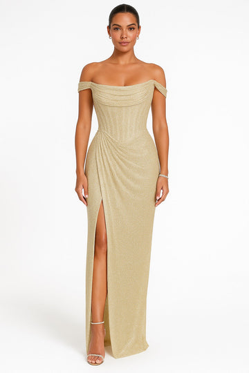 Gracie | Off-shoulder Glitterdress