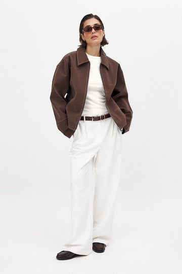 Faux Suede Zip Jacket